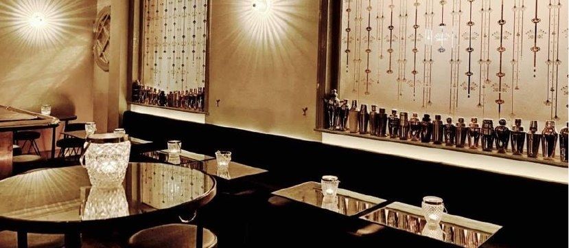 The Gibson after the redesign: gilded bar with beaded light curtains