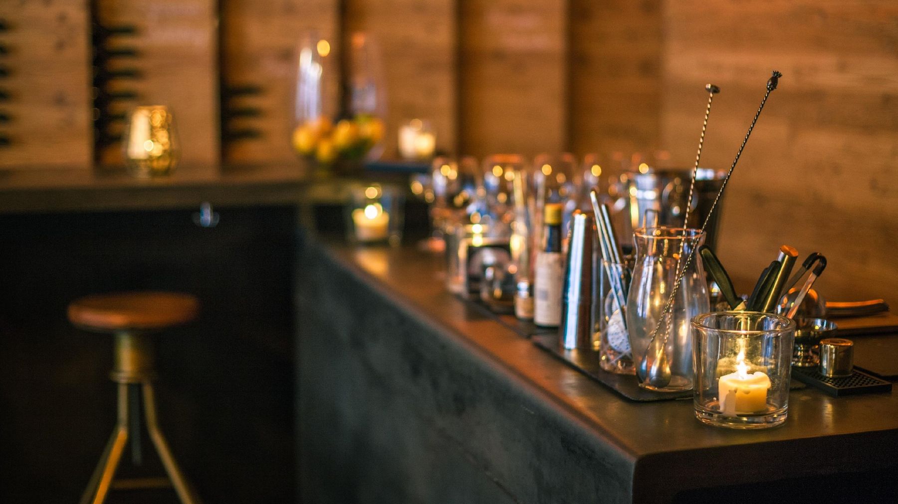 The Stag, Geneva: larch-lined wine bar with high stools